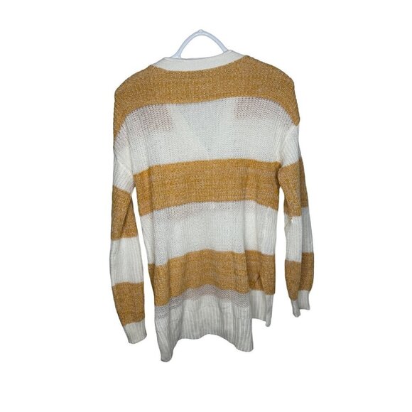 SO Cotton & Acrylic Blend Striped Knit Sweater Yellow XS - Picture 4 of 4